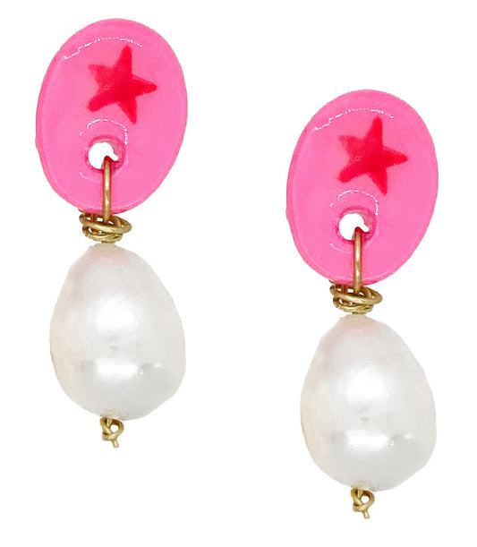 Pink Star Earrings